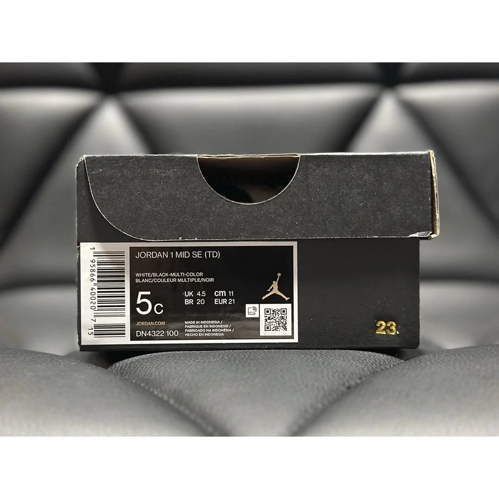 Air Jordan 1 Mid SE Diamond TD Toddler Black/White Shoes Size 5C NWT - Picture 6 of 6